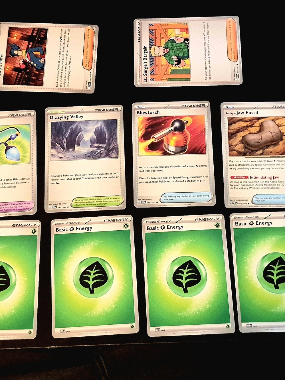 Pokémon TCG Card Lot - 24 Cards - Grass Energy & Trainers (Blowtorch / Ice Cream
